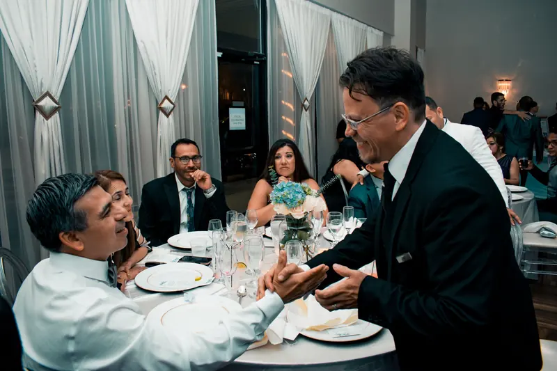 A wedding guest thanks Chef John William for the meal